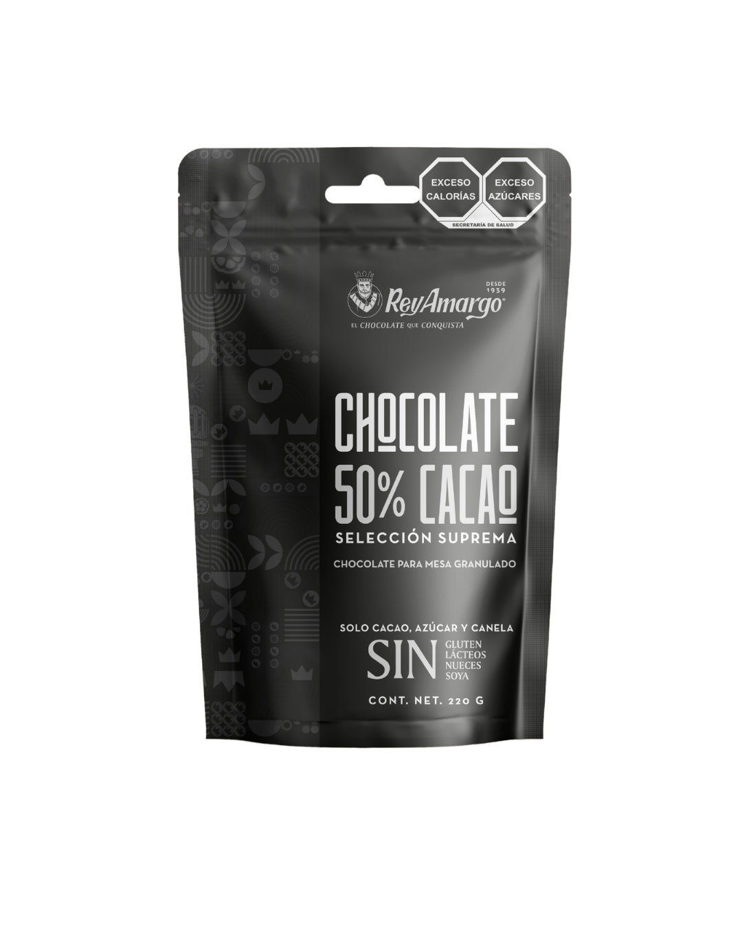 Chocolate Intenso Granulado Rey Amargo 50% Cacao. Bolsa 220g
